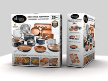 Load image into Gallery viewer, Gotham Steel Cookware + Bakeware Set with Nonstick Durable Ceramic Copper Coating – Includes Skillets, Stock Pots, Deep Square Fry Basket, Cookie Sheet and Baking Pans, 20 Piece