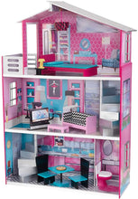 Load image into Gallery viewer, KidKraft Wooden Breanna Dollhouse for 18" Dolls with 12Piece Accessories, 5-Foot Tall Toy, Multicolor, Model:65882