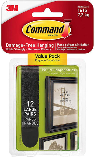 Command 17206BLK-12ES Picture Hanging Strips Value Pack Frame stabilizer, 12 Pairs, Black