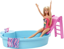 Load image into Gallery viewer, Barbie Doll, 11.5-Inch Blonde, and Pool Playset with Slide and Accessories