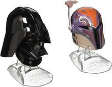 Load image into Gallery viewer, Star Wars Black Series Titanium Series Sabine Wren and Darth Vader Helmets