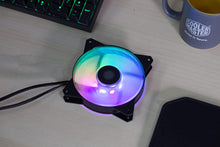 Load image into Gallery viewer, Cooler Master MasterFan MF120 Halo White Edition Duo-Ring Addressable RGB 120mm Fan with 24 Independently-Controlled LEDs, Absorbing Rubber Pads, PWM Static Pressure for Case &amp; Liquid Radiator
