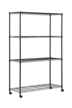 Load image into Gallery viewer, Sandusky MWS481872 4-Tier Mobile Wire Shelving Unit with 2" Nylon Casters, 4 Wire Shelves, Black