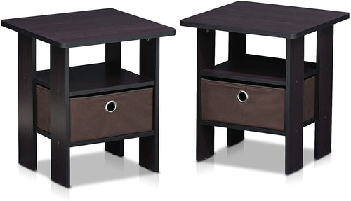 Furinno Andrey 2-Pack Bin Drawer End Table Nightstand