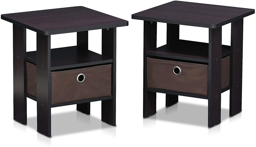 Furinno Andrey 2-Pack Bin Drawer End Table Nightstand
