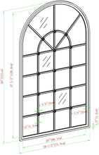 Load image into Gallery viewer, 50&quot; Arched Windowpane Mirror - Antique Pewter