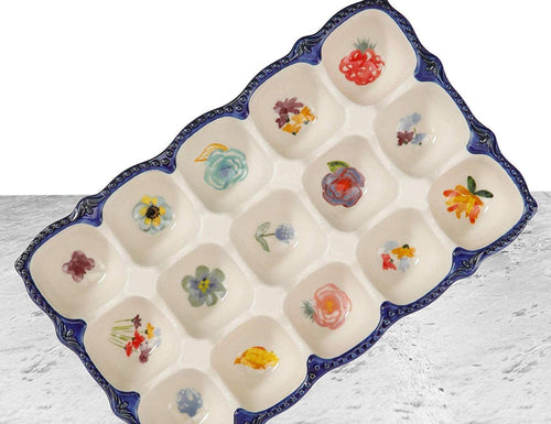 Celia Egg Holder (15 Eggs Capacity) Made of Stoneware Bundle with Free Microfiber Cleaning Cloth