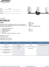 Load image into Gallery viewer, Progress Lighting P2159-09 Contemporary/Soft 3-100W Med Bath Bracket