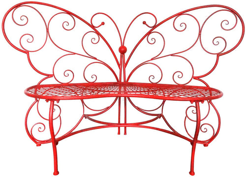 Alpine Corporation BAZ400RD Alpine Butterfly Metal Two People Outdoor Bench, Red