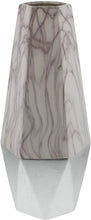 Load image into Gallery viewer, Deco 79 Ceramic White Silver Vase, Black/White/Silver, 15&quot; x 5&quot;