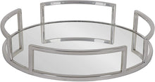 Load image into Gallery viewer, Kate and Laurel Gohana Decorative Mirrored Tray, 16" Diameter, Silver, Medium-Sized Tray for Serving, Storage, and Display