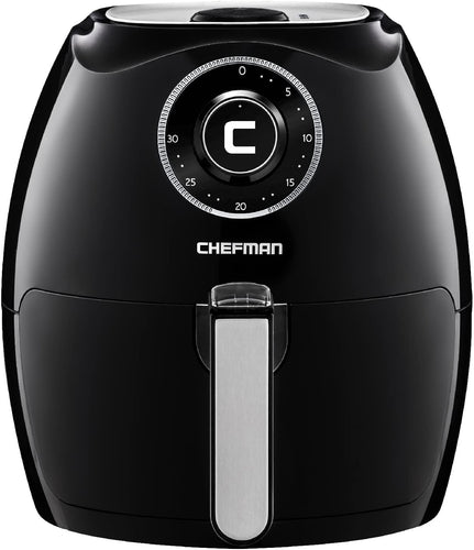 Chefman 1.6 Liter/1.7 Quart Personal Compact Mini Air Fryer, Healthy, Oil, Adjustable Temperature Control 30 Minute Timer, Dishwasher Safe Parts, BPA Free, Black