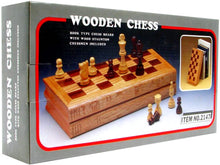Load image into Gallery viewer, Hey! Play! Wooden Book-Style Chess Board with Staunton Chessmen, Brown