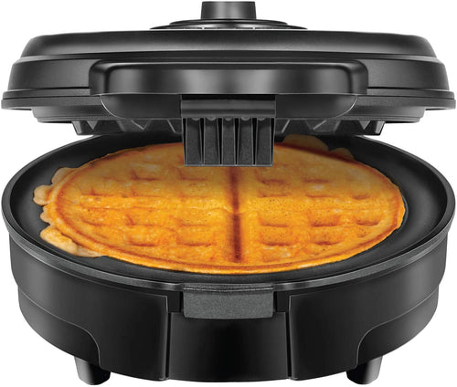 Chefman Anti-Overflow Belgian Waffle Maker w/Shade Selector, Temperature Control Mess Free Moat, Round Iron w/Nonstick Plates & Cool Touch Handle, Measuring Cup Included