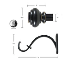 Load image into Gallery viewer, Decopolitan 1-Inch Urn Single Window Treatment Rod Set, 36 to 72-Inch, Bronze