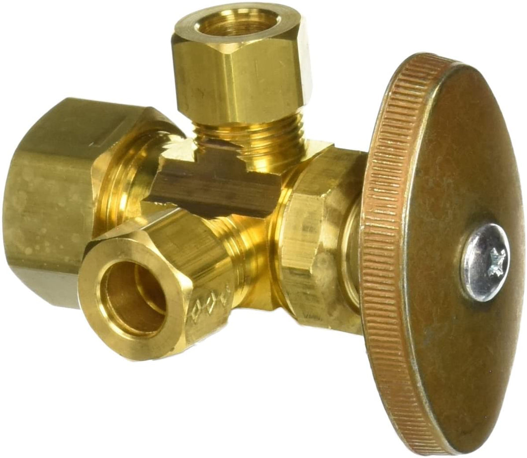 Brasscraft CR1901LRX R1 Dual Outlet Stop 1/2 in. Nom X 3/8 in. Od Comp Rough Brass-100968