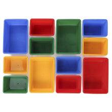 Load image into Gallery viewer, Tot Tutors Kids' Toy Storage Organizer with 12 Plastic Bins, Natural/Primary (Primary Collection)