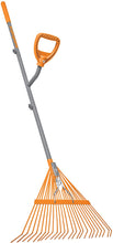 Load image into Gallery viewer, ERGIE SYSTEMS ERG-LFRK24 ErgieShovel Strain Reducing 54-Inch Shaft, 24 Steel Teeth Leaf Rake, Gray/Orange