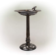 Load image into Gallery viewer, Alpine Corporation TEC294BZ Birdbath Bronze w/Bird Decoration, 26 Inch Tall