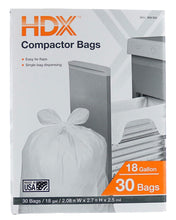 Load image into Gallery viewer, HDX 959933 18 Gallon 2.5 Mil Trash Compactor Bags w/ Tie Flaps (30-Count) (Made in USA)