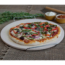 Load image into Gallery viewer, Pizzacraft PC0001 Round Ceramic Pizza Stone with Wire Frame, 15“Diameter