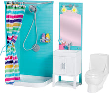 Load image into Gallery viewer, My Life as 18" Doll 17 Pc Bathroom Playset - Light up vanity, Flushing Toilet