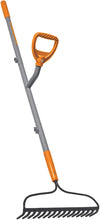 Load image into Gallery viewer, ERGIE SYSTEMS ERG-BWRK16 ErgieShovel 16-Tine Strain Reducing 54-Inch Steel Shaft Bow Rake, Gray/Orange