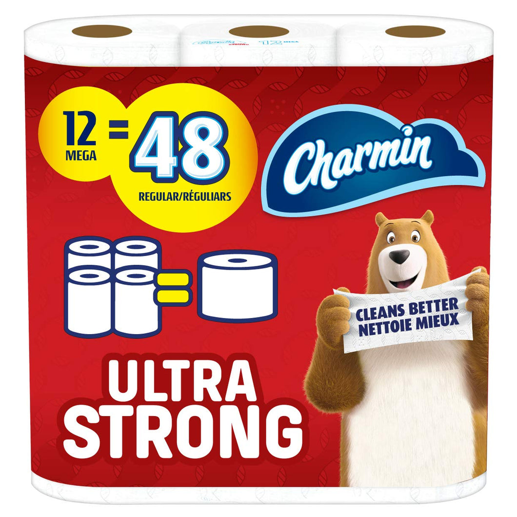 Charmin Ultra Strong Toilet Paper, Mega Roll, 12 Count of 286 Sheets Per Roll