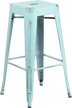 Load image into Gallery viewer, Flash Furniture Stackable Industrial Metal Backless Bar Stool in Distressed GreenBlue