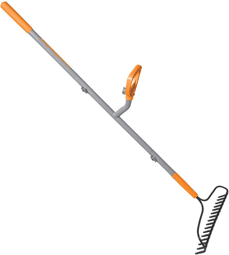 ERGIE SYSTEMS ERG-BWRK16 ErgieShovel 16-Tine Strain Reducing 54-Inch Steel Shaft Bow Rake, Gray/Orange