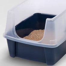 Load image into Gallery viewer, IRIS USA Open-Top Cat Litter Box with Clear High-Shield without Scoop, Navy FBA_301752