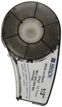 Load image into Gallery viewer, Brady M21-500-595-BK Cartridge, B595 Vinyl Indoor/Outdoor Material, 0.5&quot;W x 21&#39; L, White on Black