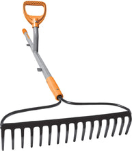 Load image into Gallery viewer, ERGIE SYSTEMS ERG-BWRK16 ErgieShovel 16-Tine Strain Reducing 54-Inch Steel Shaft Bow Rake, Gray/Orange