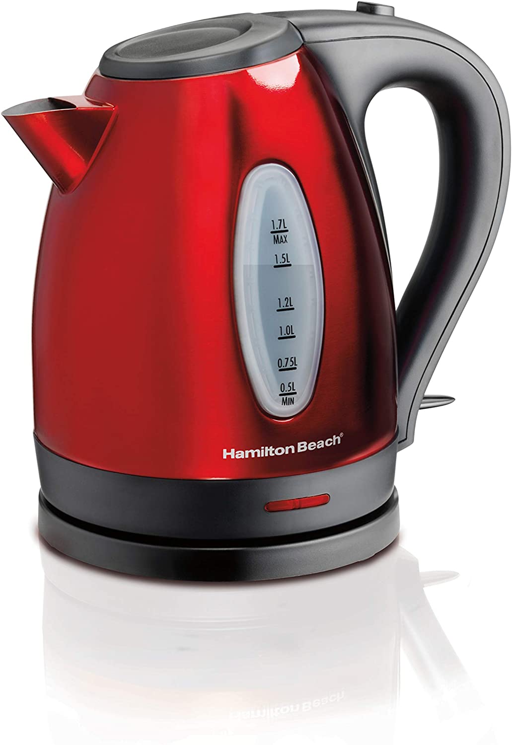 Hamilton Beach 40885 Stainless Steel Electric Kettle, 1.7-Liter, Red