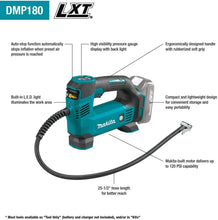 Load image into Gallery viewer, Makita DMP180SYX 18V LXT Lithium-Ion Cordless Inflator