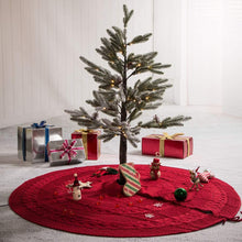 Load image into Gallery viewer, Glitzhome 52&quot; Knitted Red Christmas Tree Skirt Large Round for for Xmas Holiday Party Decorations