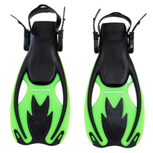 Load image into Gallery viewer, Snorkel Master Kids Swimming Snorkeling Fins, Green/Black, Small/Medium