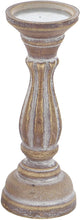 Load image into Gallery viewer, Turned Column Whitewashed Wood Candlesticks, Set of 3: 15", 13", 11"