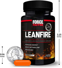 Load image into Gallery viewer, LeanFire Thermogenic Pre Workout and Fat Burner with Green Tea Extract to Increase Energy, Boost Metabolism, Burn Fat, Build Lean Muscle, and Enhance Mental Clarity, Force Factor, 30 Capsules