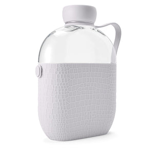 Hip 22-oz Flat Water Bottle Flask with Textured Silicone Sleeve and Carrying Handle - Tritan BPA-Free Plastic (Cloud)