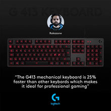 Load image into Gallery viewer, Logitech G413 Backlit Mechanical Gaming Keyboard with USB Passthrough – Carbon