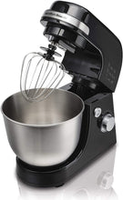 Load image into Gallery viewer, Hamilton Beach Electric Stand Mixer, 4 Quart Stainless Bowl, 7 Speeds, Tilt-Head, Dough Hook, Whisk and Flat Beater, Splash Guard, 300 Watts, Black (63390)