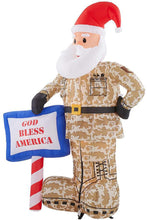 Load image into Gallery viewer, Airblown Inflatable Gemmy 89127X Military Santa with God Bless America Sign