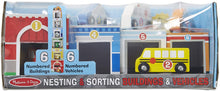 Load image into Gallery viewer, Melissa &amp; Doug Nesting &amp; Sorting Buildings &amp; Vehicles