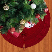 Load image into Gallery viewer, Glitzhome 52&quot; Knitted Red Christmas Tree Skirt Large Round for for Xmas Holiday Party Decorations