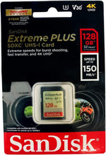 Load image into Gallery viewer, SanDisk Extreme Plus 128GB SDXC UHS-I/V30/U3/Class 10 Card (SDSDXW5-128G-ANCIN)