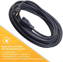 Load image into Gallery viewer, Woods 982452 2 Pack 50ft. 14/3 SJTOW Agri-Pro Extension Cord, Black