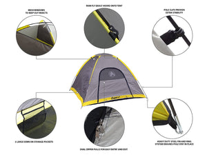 Gigatent 2-3 Person Camping Tent – Spacious, Lightweight, Heavy Duty - Weather and Flame Resistant Outdoor Hiking Gear – Fast and Easy Set-Up – 7’x7’ Floor, 51” Peak Height