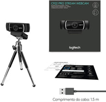 Load image into Gallery viewer, Logitech C922 Pro Stream Webcam 1080P Camera for HD Video Streaming &amp; Recording 720P at 60Fps with Tripod Included