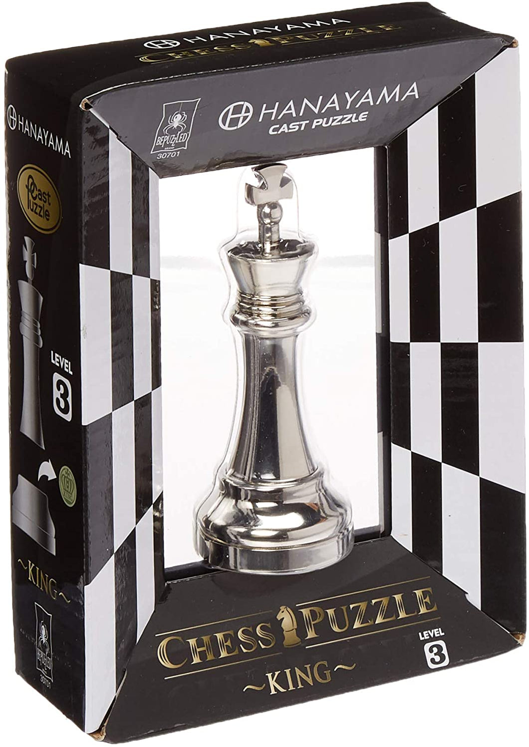 BePuzzled Hanayama Metal Cast King Chesspiece Puzzle Find Lucky Coins, Advanced Challenging Brain Teaser Game for Kids Age 8 & Above (Level 2)